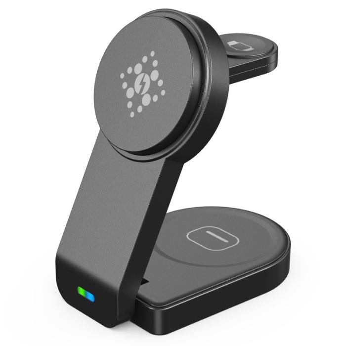 OEM - B-23 Trådlös laddare 3-i-1 för iPhone 12-15 - Svart