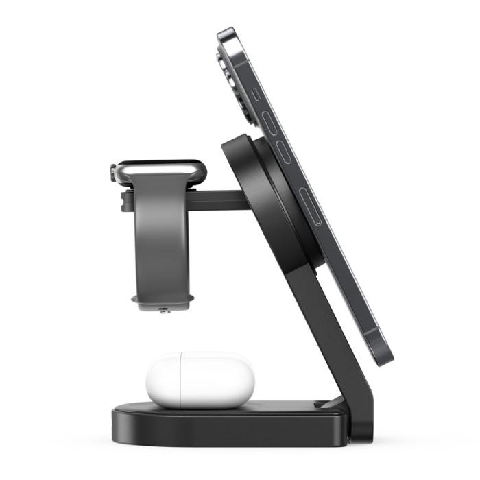 OEM - B-23 Trådlös laddare 3-i-1 för iPhone 12-15 - Svart