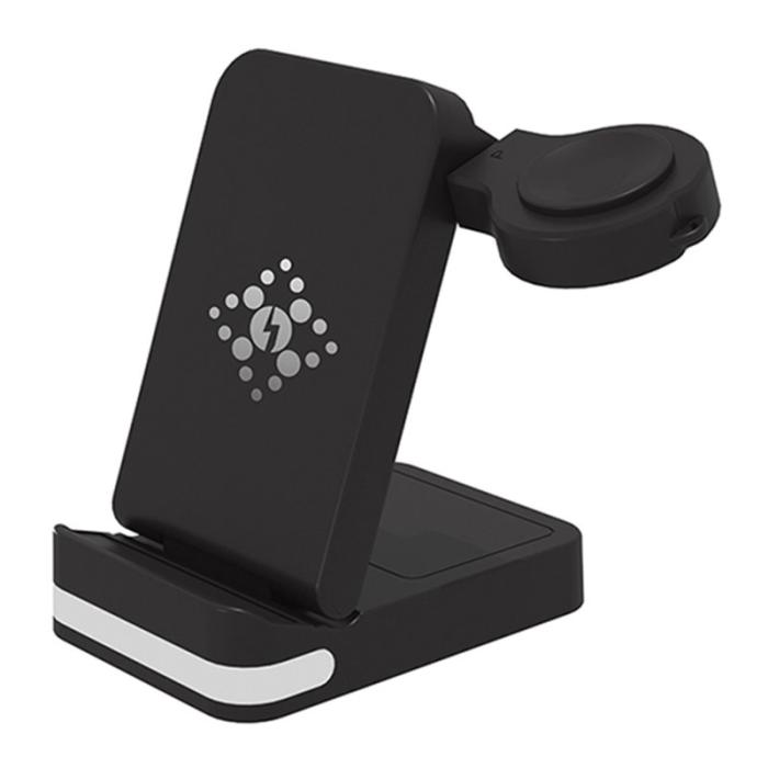 OEM - B-27 3-i-1 Fällbar 15W Trådlös Laddare med Nattlampa - Svart