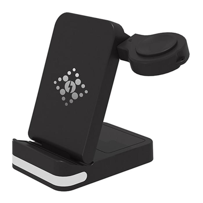 OEM - B-27 3-i-1 Fällbar 15W Trådlös Laddare med Nattlampa - Svart