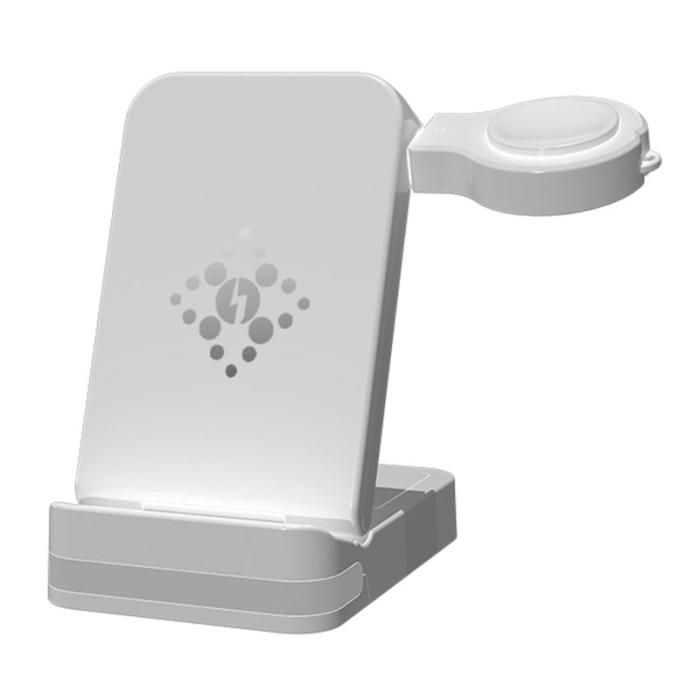 OEM - B-27 3-i-1 Fällbar 15W Trådlös Laddare med Nattlampa - Vit