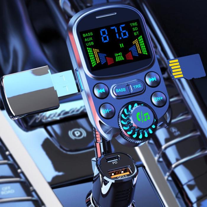 OEM - BC86 Bluetooth-handsfree PD snabbladdare FM-sändare MP3-spelare svart