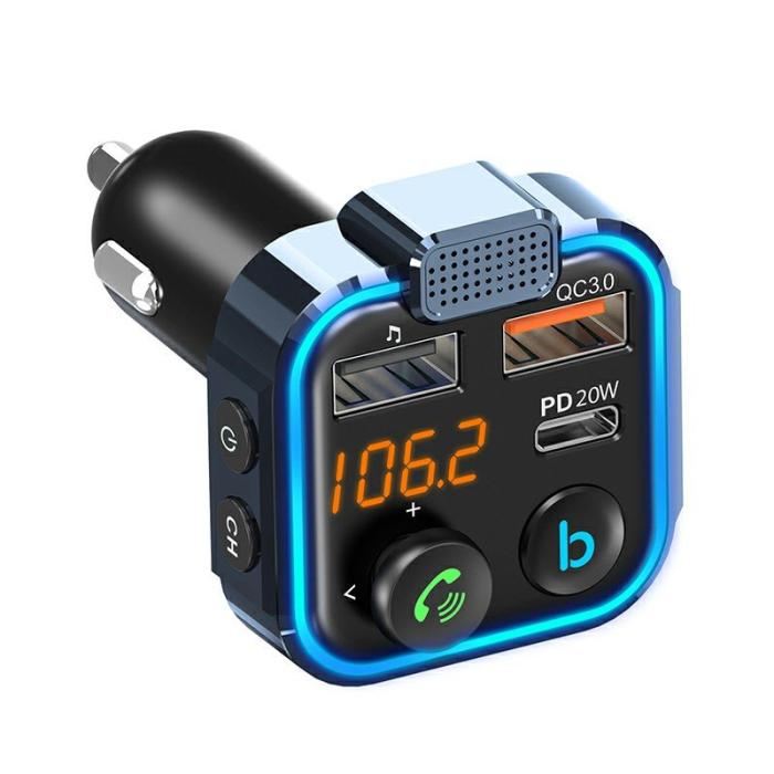 OEM - BT23 Dual USB Digital Display Bil Bluetooth MP3 Spelare FM Sändare 20W svart