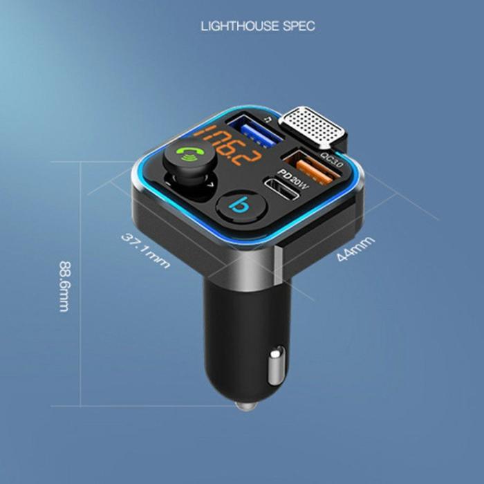 OEM - BT23 Dual USB Digital Display Bil Bluetooth MP3 Spelare FM Sändare 20W svart