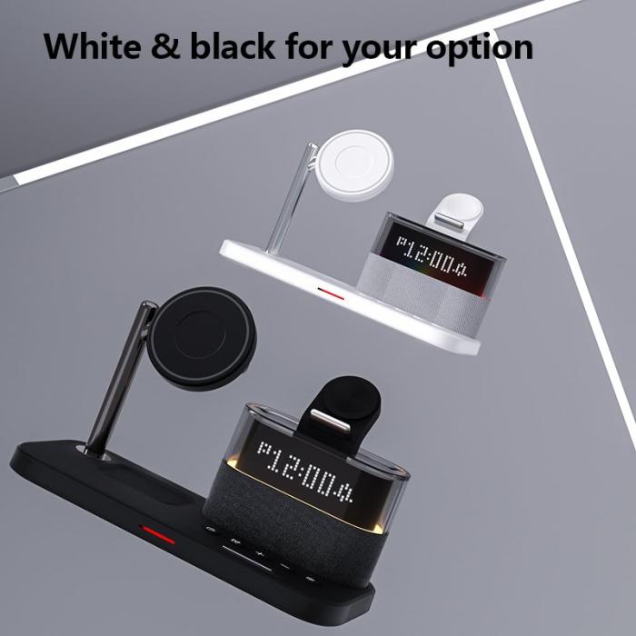 OEM - C09 Trådlös laddare med magnet, multifunktionell för headset och klocka - Vit