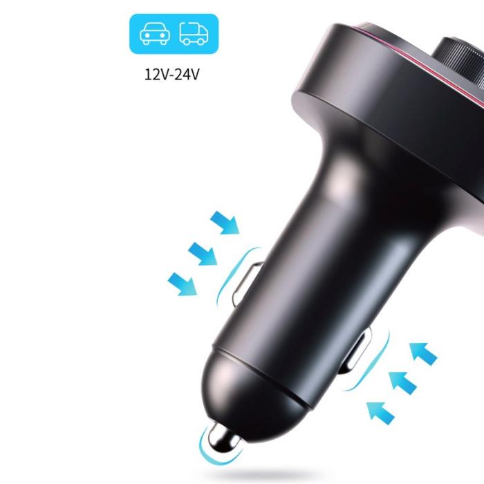 OEM - C14 Färgglad Ljus Dubbel USB Bil Bluetooth-kompatibel MP3 Spelare QC3.0 Laddare