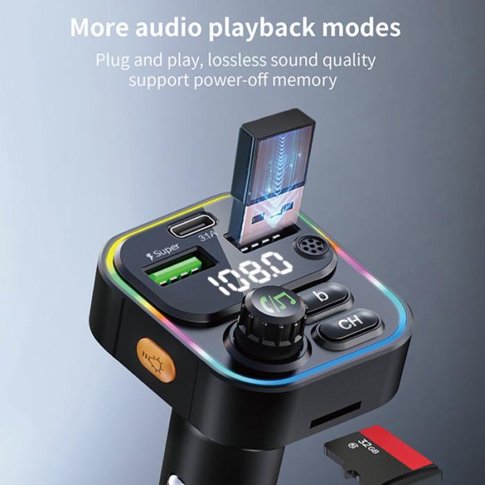 OEM - C16 22.5W 4.5A Bluetooth FM MP3-spelare med snabb laddning QC3.0