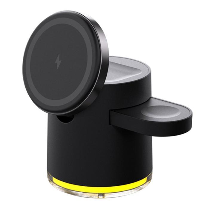 OEM - Trådlös laddare för Samsung, Apple Watch, Airpods, iPhone 15W - Svart