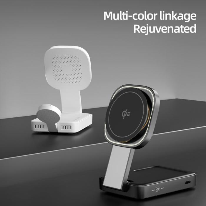 OEM - Magnetisk Trådlös Laddare 3-i-1 15W Snabbladdning - Vit
