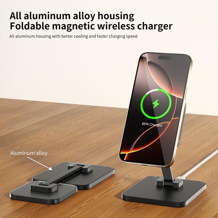 OEM - 15W magnetisk trådlös laddare för iPhone/AirPods/Apple Watch - Grå