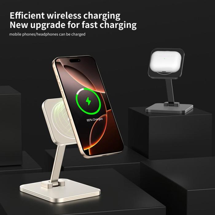 OEM - 15W Magnetisk Trådlös Laddare för iPhone/AirPods - Guld