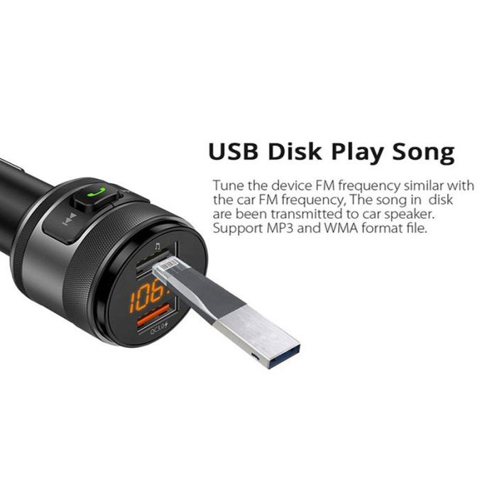 OEM - C57 Mini Dual USB QC3.0 Billaddare FM Sändare Bluetooth MP3 Spelare