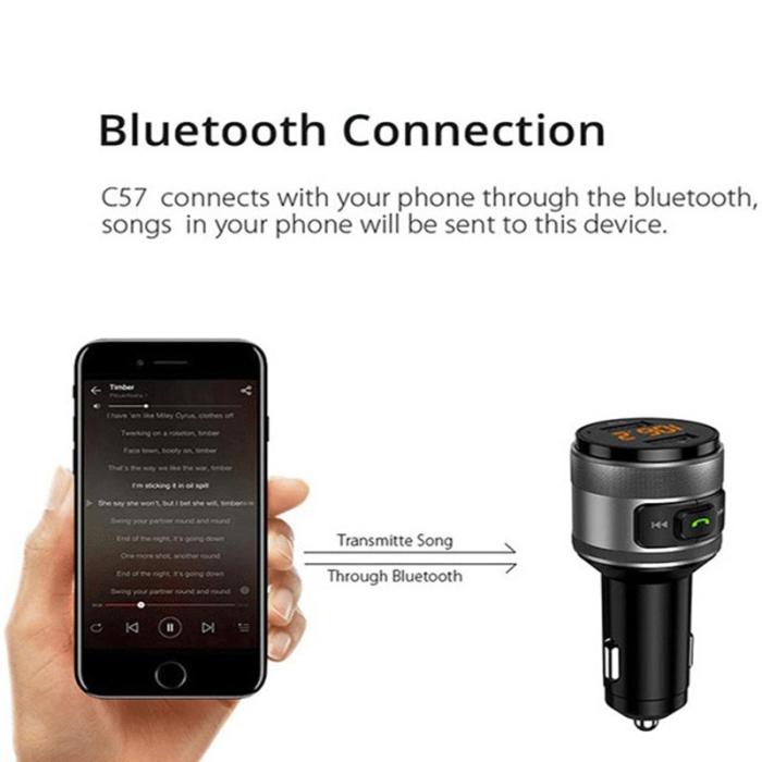 OEM - C57 Mini Dual USB QC3.0 Billaddare FM Sändare Bluetooth MP3 Spelare