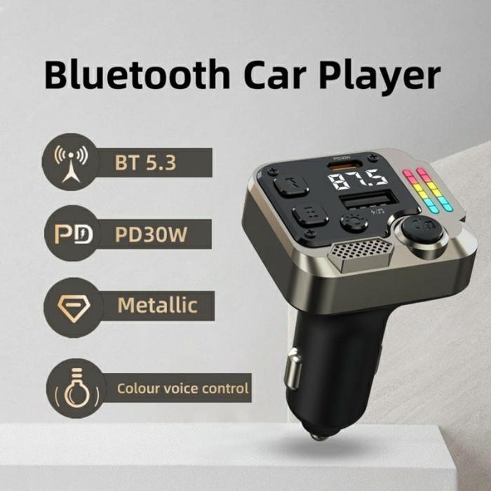 OEM - C68 Bluetooth FM-sändare biladapter PD 30W dubbla portar svart