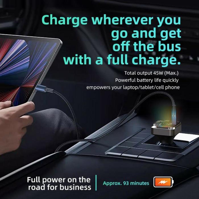 OEM - C68 Bluetooth FM-sändare biladapter PD 30W dubbla portar svart