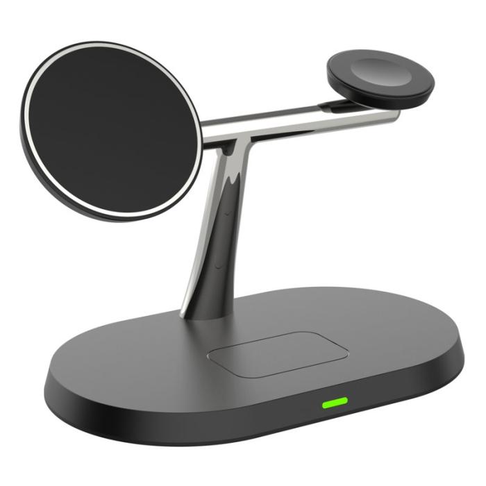 OEM - CF31 3-i-1 Magnetisk Trådlös Laddare 15W Snabbladdning - Svart