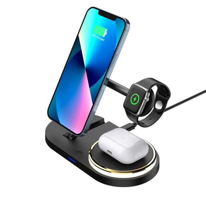 OEM - CF36 15W Trådlös laddningsställ för iPhone / Apple Watch / AirPods - Svart