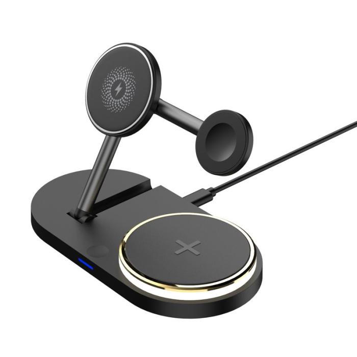 OEM - CF36 15W Trådlös laddningsställ för iPhone / Apple Watch / AirPods - Svart