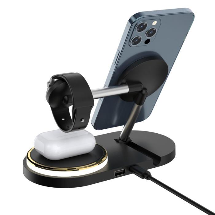 OEM - CF36 15W Trådlös laddningsställ för iPhone / Apple Watch / AirPods - Svart