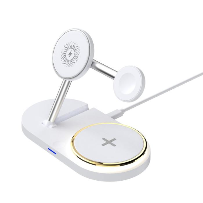 OEM - CF36 15W Trådlös laddningsställ för iPhone / Apple Watch / AirPods - Vit