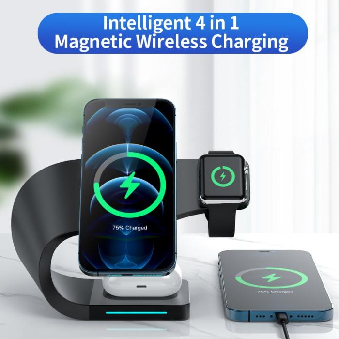 OEM - CF62 Intelligent 4-i-1 Magnetisk Trådlös Laddare för iPhone/iWatch/AirPods