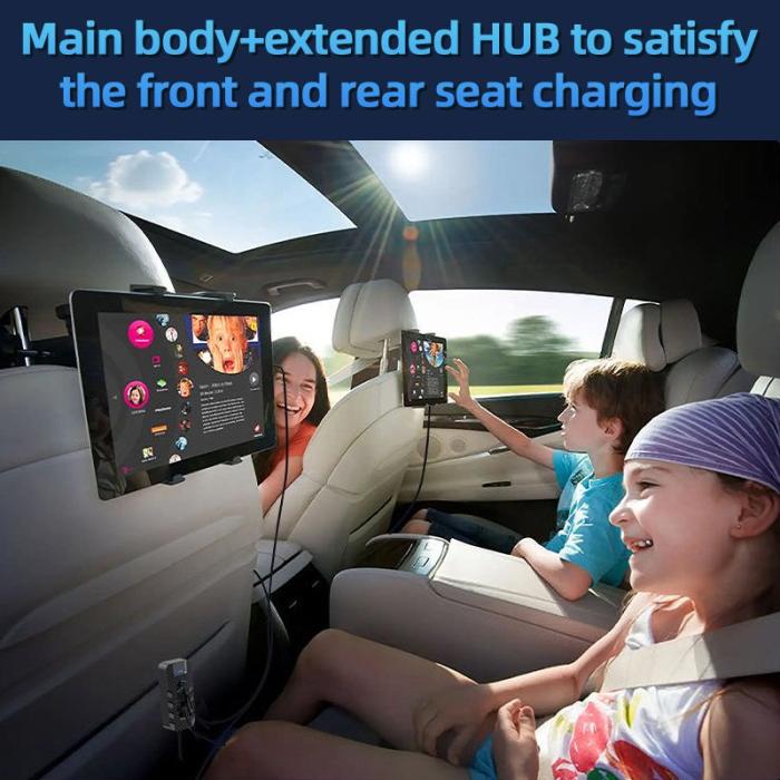 OEM - CS11 Multi-Port Baksätesladdare Snabbladdare med Bluetooth och FM-sändare