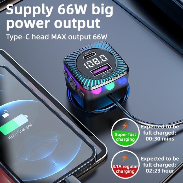 OEM - CS5 Snabbladdare för bil med Bluetooth, 5.3 MP3-spelare, FM-sändare