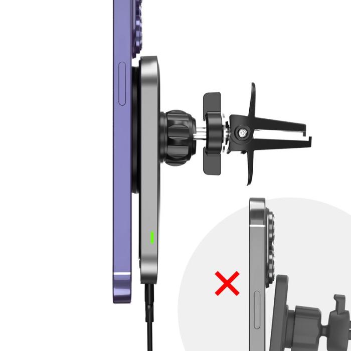 OEM - CW19S 360-graders roterande bilventilationsklämma magnetisk trådlös laddare
