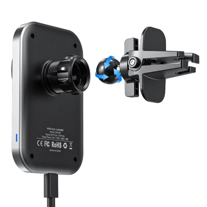 OEM - CW19S 360-graders roterande bilventilationsklämma magnetisk trådlös laddare