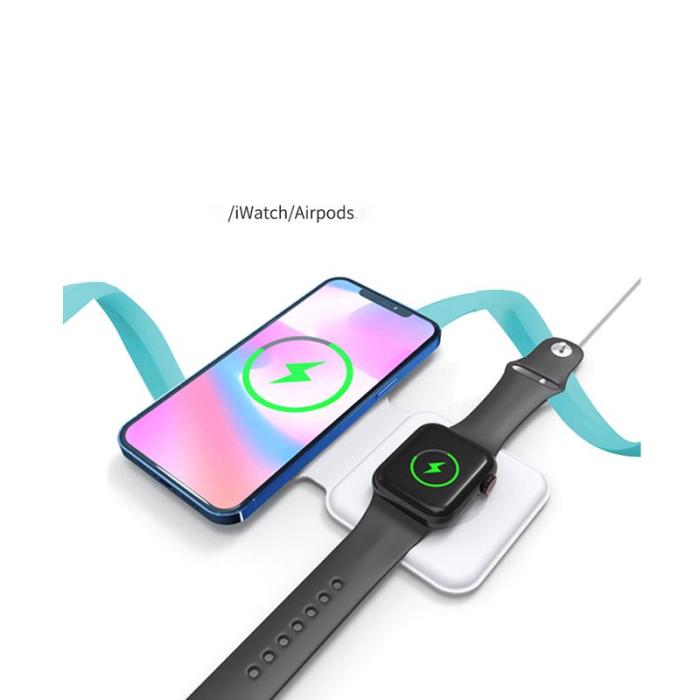 OEM - D21 15W Magnetisk Trådlös Laddare Dubbel Laddare