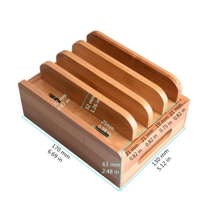 OEM - DCR-017 Bambus Trä Skrivbord Telefon Dockningsstation Ställning utan Laddare
