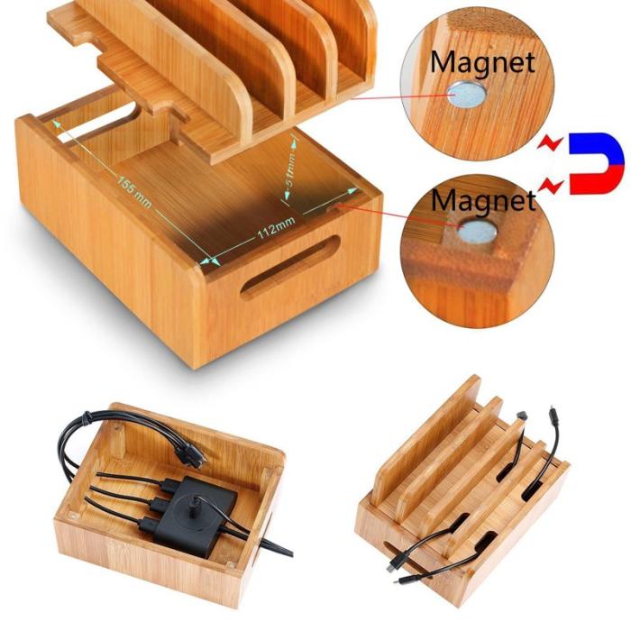 OEM - DCR-017 Bambus Trä Skrivbord Telefon Dockningsstation Ställning utan Laddare