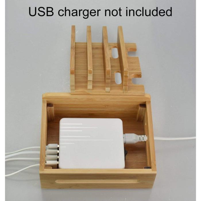 OEM - DCR-017 Bambus Trä Skrivbord Telefon Dockningsstation Ställning utan Laddare