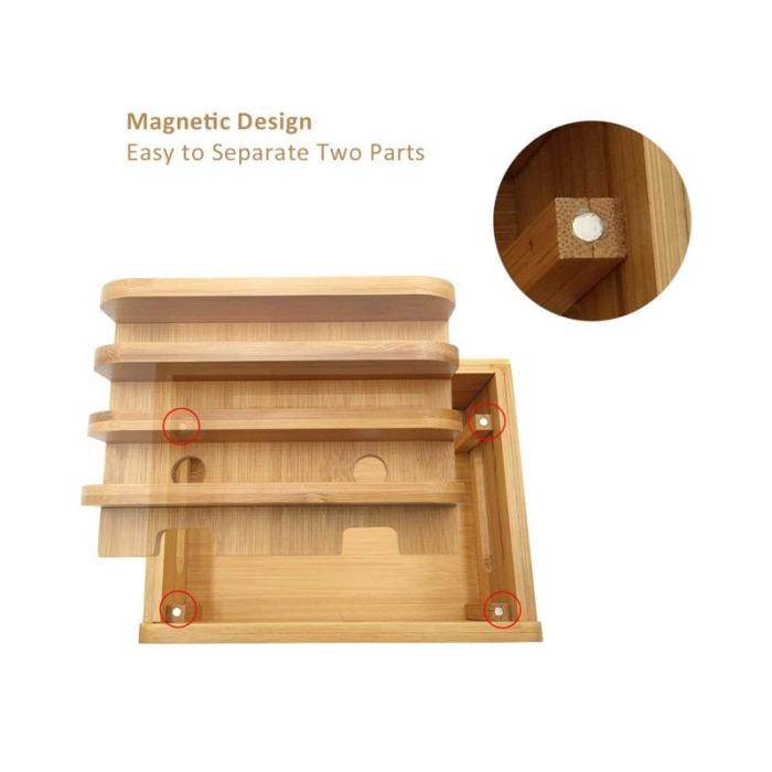 OEM - DCR-017 Bambus Trä Skrivbord Telefon Dockningsstation Ställning utan Laddare