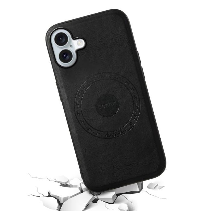 DENIOR - DENIOR A10 iPhone 16 Plus Fodral Läder TPU PC Hybrid Svart