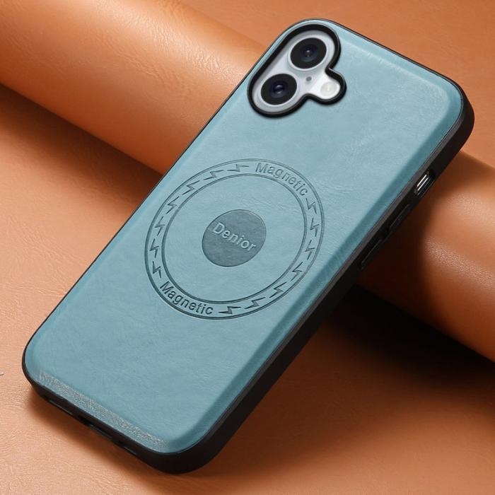 DENIOR - DENIOR A10 iPhone 16 Plus Fodral Läder TPU PC Hybrid Blå