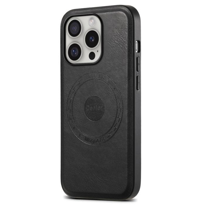 DENIOR - DENIOR A10 iPhone 16 Pro Fodral Äkta Läder Svart
