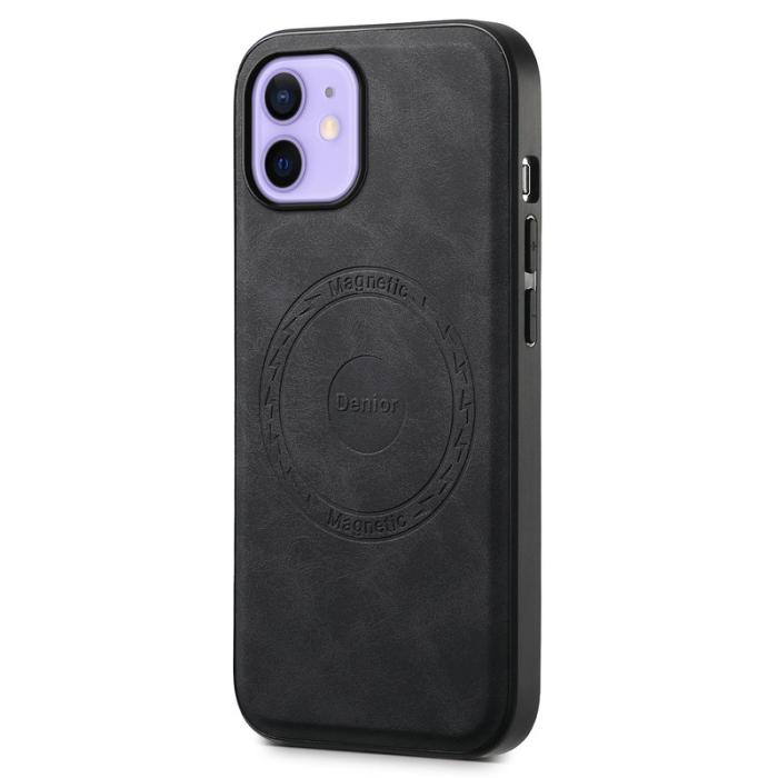 DENIOR - DENIOR A11 iPhone 12 / 12 Pro Magnetfodral Retro PU+PC+TPU Svart