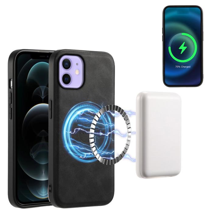 DENIOR - DENIOR A11 iPhone 12 / 12 Pro Magnetfodral Retro PU+PC+TPU Svart