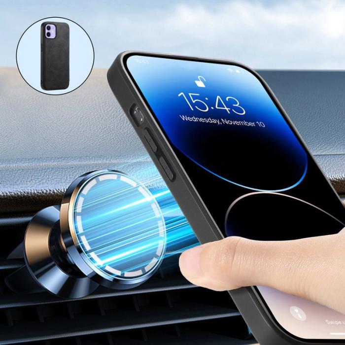 DENIOR - DENIOR A11 iPhone 12 / 12 Pro Magnetfodral Retro PU+PC+TPU Svart