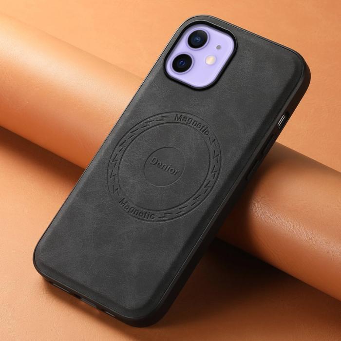 DENIOR - DENIOR A11 iPhone 12 / 12 Pro Magnetfodral Retro PU+PC+TPU Svart