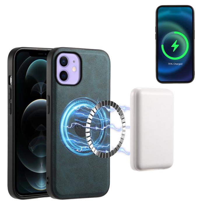 DENIOR - DENIOR A11 iPhone 12 / 12 Pro Magnetiskt Fodral Retro PU+PC+TPU Blå