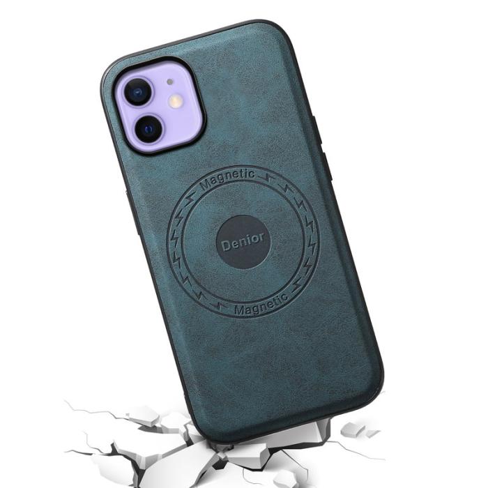 DENIOR - DENIOR A11 iPhone 12 / 12 Pro Magnetiskt Fodral Retro PU+PC+TPU Blå