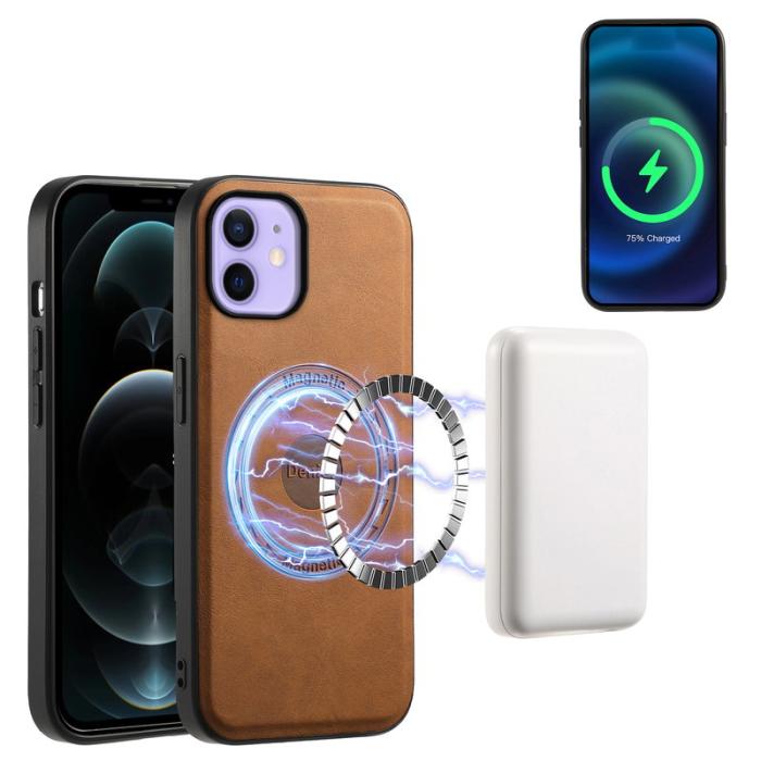 DENIOR - DENIOR A11 iPhone 12 / 12 Pro Magnetfodral Retro PU+PC+TPU Brun