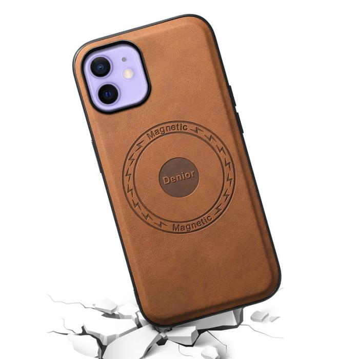 DENIOR - DENIOR A11 iPhone 12 / 12 Pro Magnetfodral Retro PU+PC+TPU Brun