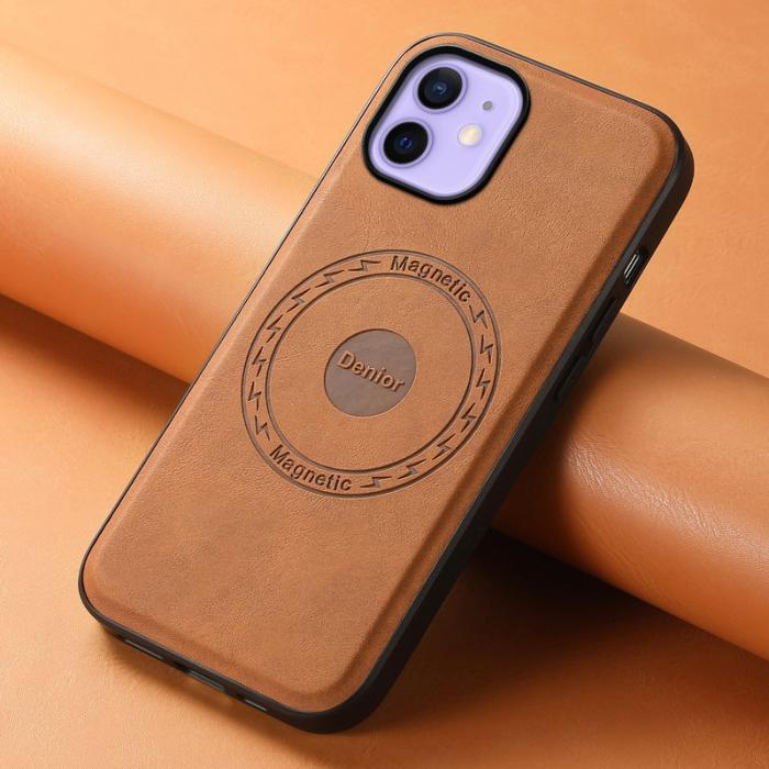 DENIOR - DENIOR A11 iPhone 12 / 12 Pro Magnetfodral Retro PU+PC+TPU Brun