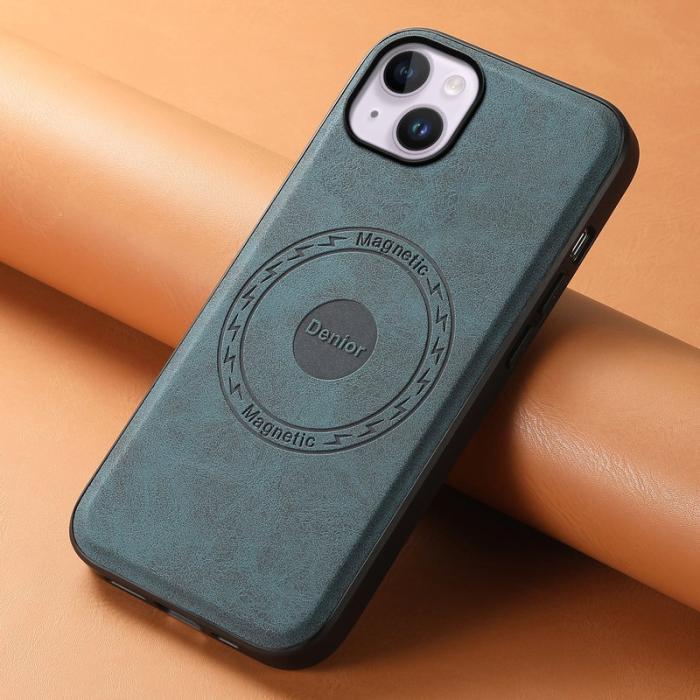 DENIOR - DENIOR A11 iPhone 13/14 Magnetiskt Fodral Retro Läder PC+TPU Blå