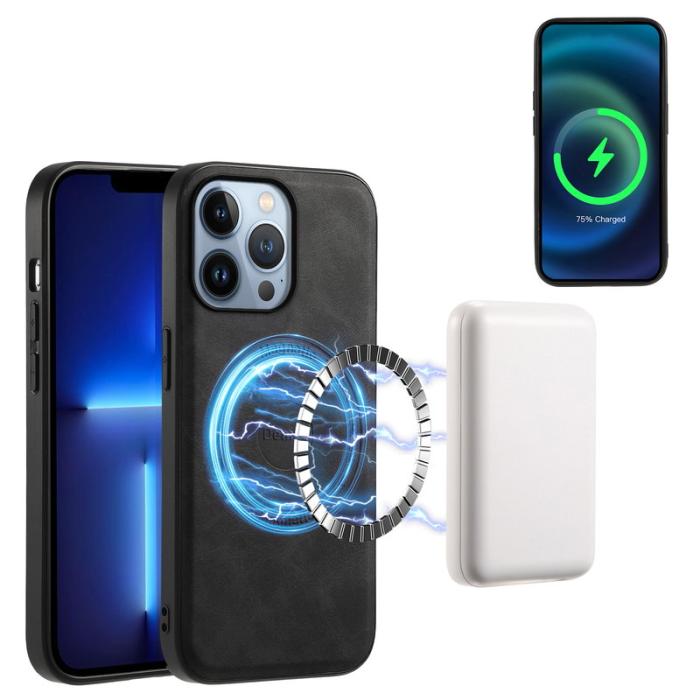 DENIOR - DENIOR A11 iPhone 13 Pro Fodral Retro Läder + PC + TPU Svart