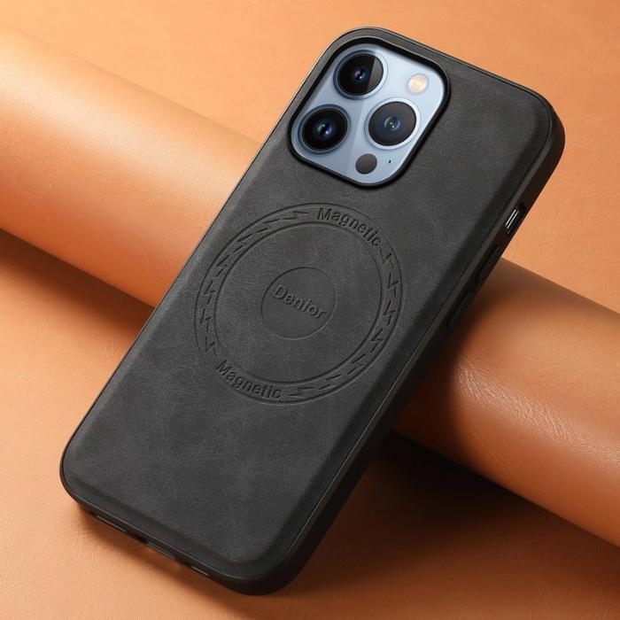 DENIOR - DENIOR A11 iPhone 13 Pro Fodral Retro Läder + PC + TPU Svart