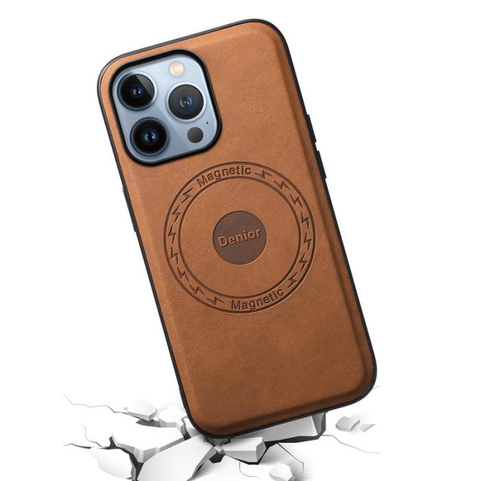 DENIOR - DENIOR A11 iPhone 13 Pro Max Magnetiskt Fodral Läder+PC Retro Brun